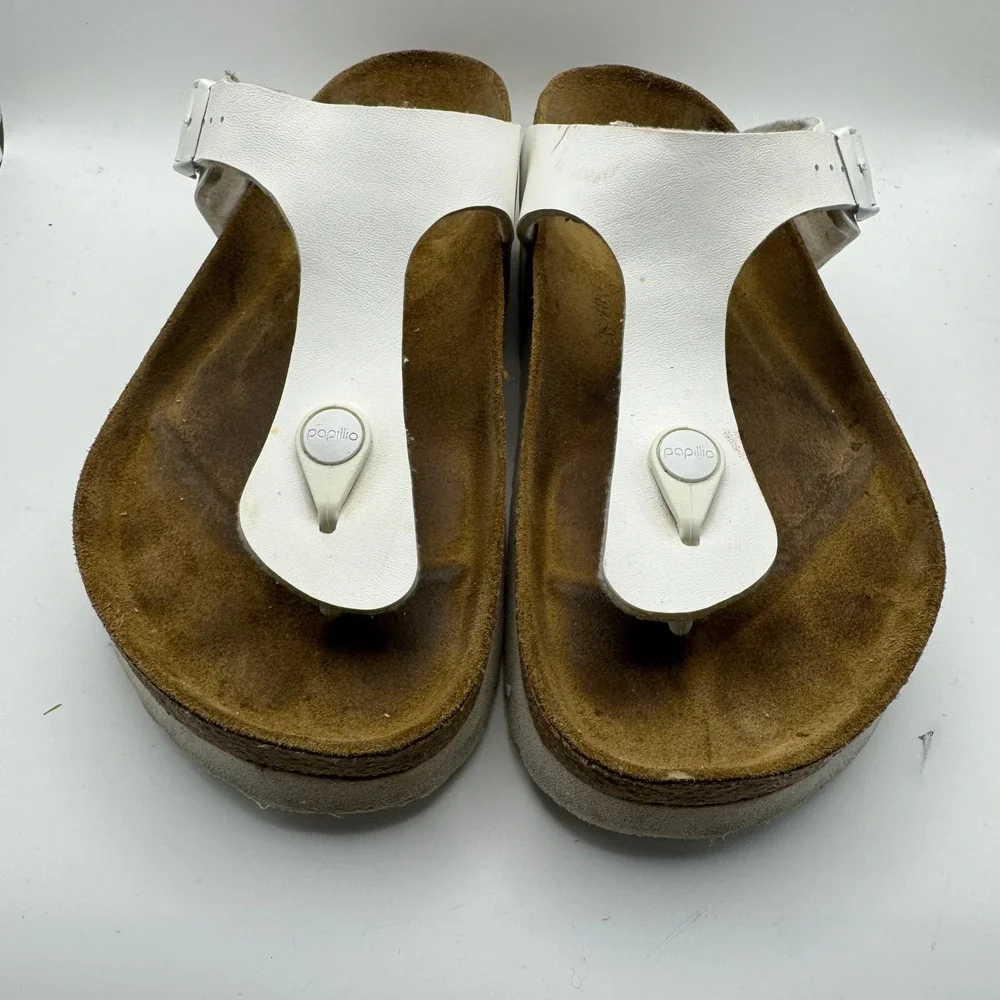 Papillio by Birkenstock Gizeh White Platform Sandals Womens EU 38 L7 M5